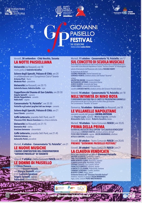 Giovanni Paisiello Festival, dal 30 settembre al 20 ottobre 2022 a Taranto