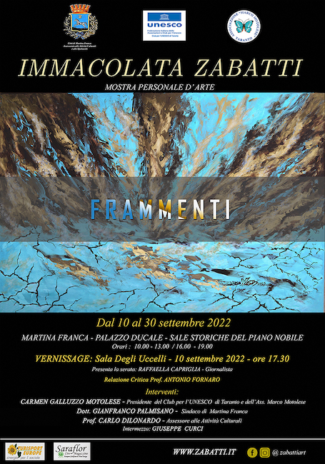 Martina Franca, dal 10 al 30 settembre 2022 la mostra “Frammenti” Martina Franca, dal 10 al 30 settembre 2022 la mostra “Frammenti”