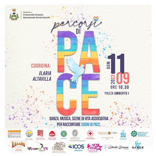 “Percorsi di pace”, domenica 11 settembre a Francavilla Fontana “Percorsi di pace”, domenica 11 settembre a Francavilla Fontana