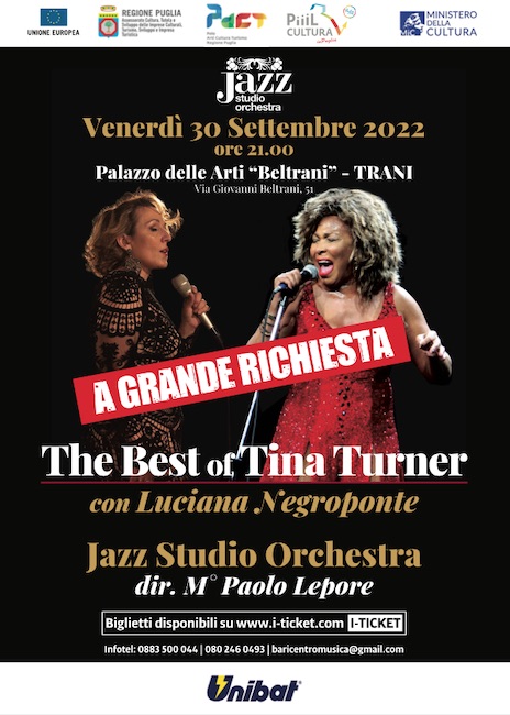 “The best of Tina Turner” il 30 settembre 2022 a Trani