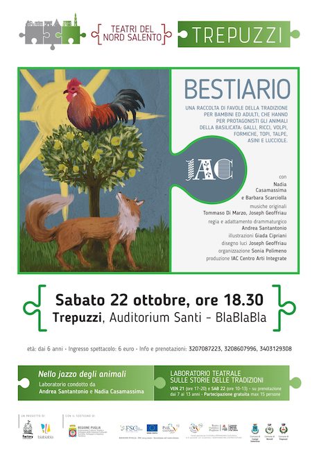 “Bestiario”: una raccolta di favole va in scena oggi a Trepuzzi “Bestiario”: una raccolta di favole va in scena oggi a Trepuzzi