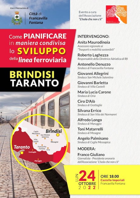 Francavilla Fontana, incontro sul futuro della linea ferroviaria Brindisi – Taranto