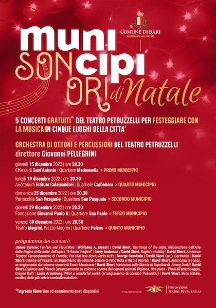 “Municipi sonori di Natale”, dal 15 dicembre 2022 a Bari