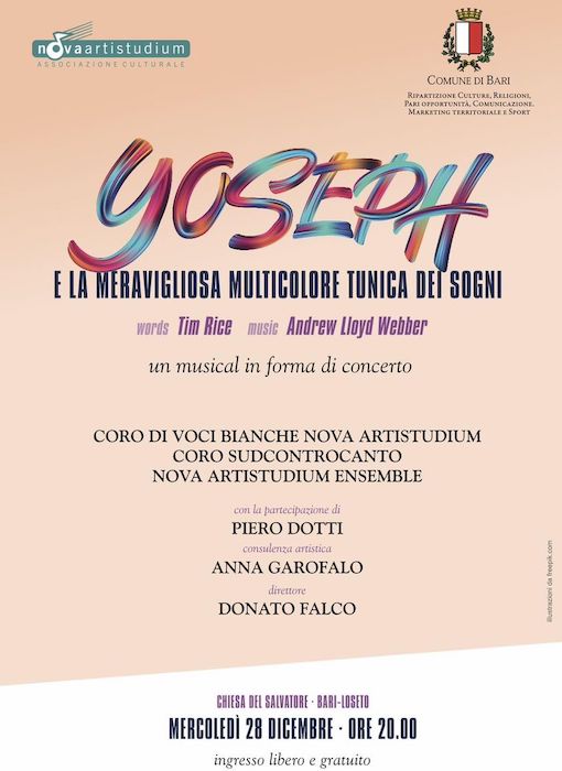 “Joseph e la meravigliosa multicolore tunica dei sogni”, oggi a Bari “Joseph e la meravigliosa multicolore tunica dei sogni”, oggi a Bari