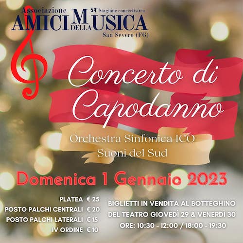 San Severo, Concerto di Capodanno con l’Orchestra Sinfonica ICO Suoni del Sud