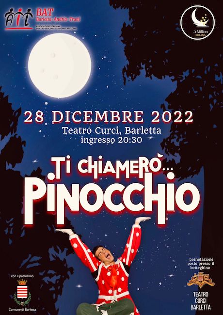 “Ti chiamerò… Pinocchio”, il 28 dicembre in scena a Barletta