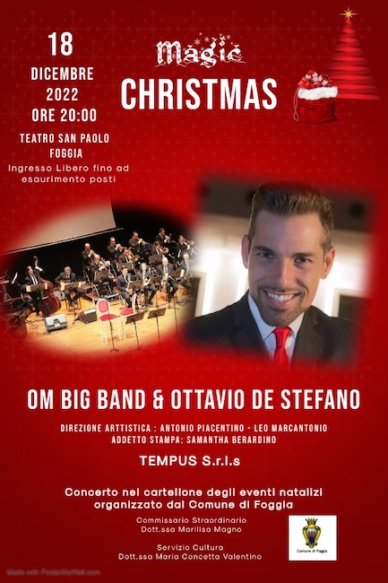 Foggia, “Magic Christmas”: il concerto di OM Big Band e Ottavio de Stefano