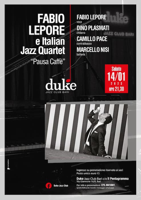 Bari, concerto di Fabio Lepore al Duke Jazz Club