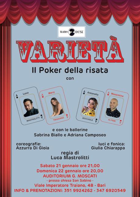 A Bari “Varietà – Il Poker della risata” di e con Luca Mastrolitti