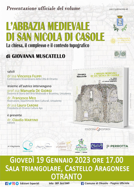 Otranto, “L’abbazia di San Nicola di Casole” di Giovanna Muscatello: la presentazione
