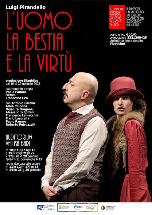 L’Uomo, la Bestia e la Virtù  di Luigi Pirandello in scena a Bari
