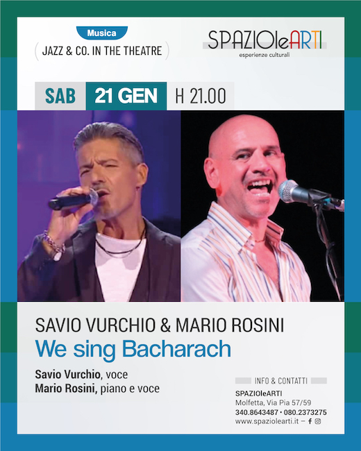Molfetta, Savio Vurchio e Mario Rosini in concerto-tributo a Burt Bacharach