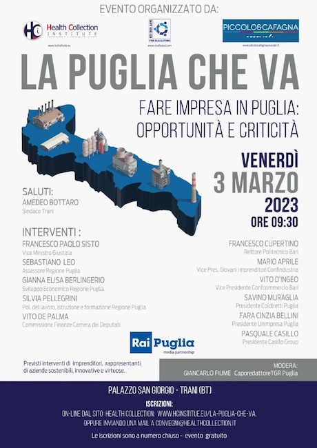Trani, “La Puglia che va. Fare impresa in Puglia: opportunità e criticità”