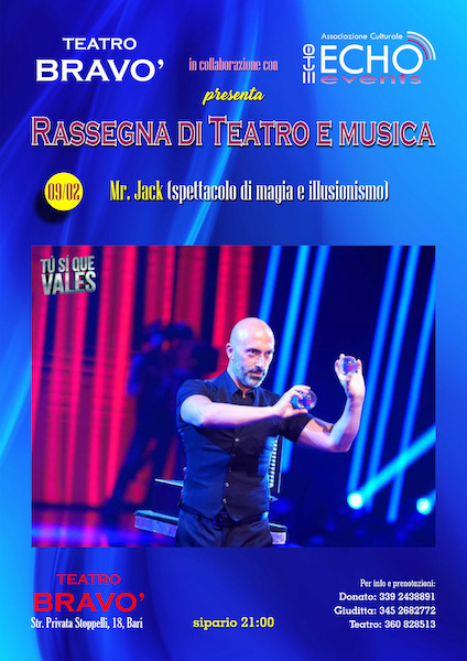Bari, il 9 febbraio spettacolo di magia e illusionismo di Mr Jack Bari, il 9 febbraio spettacolo di magia e illusionismo di Mr Jack