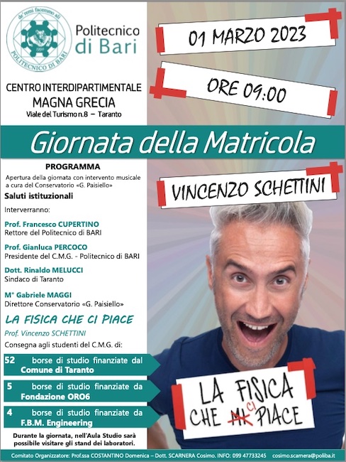 Il Politecnico festeggia a Taranto la giornata della matricola Il Politecnico festeggia a Taranto la giornata della matricola