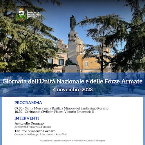 Francavilla Fontana, Cerimonia istituzionale per la Giornata dell’Unità Nazionale e delle Forze Armate Francavilla Fontana, Cerimonia istituzionale per la Giornata dell’Unità Nazionale e delle Forze Armate