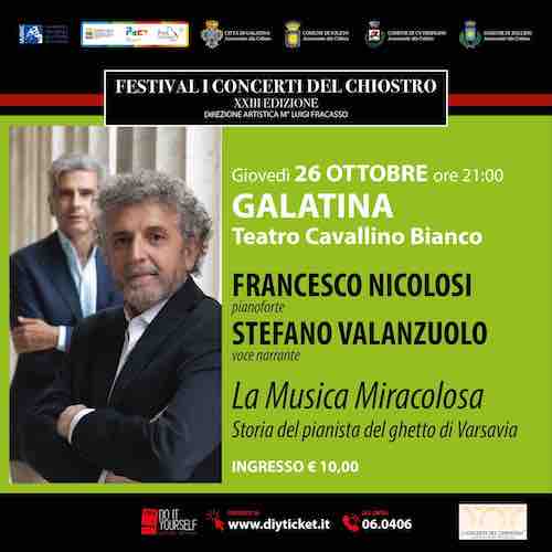 Galatina, “La Musica Miracolosa” con Francesco Nicolosi e Stefano Valanzuolo Galatina, “La Musica Miracolosa” con Francesco Nicolosi e Stefano Valanzuolo