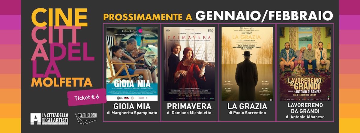 Molfetta, Cittadella degli artisti: i film in doppia proiezione di gennaio e febbraio