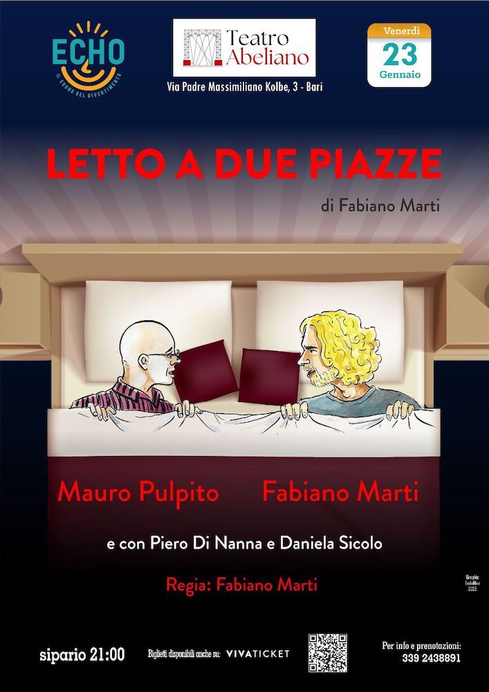“Letto a due piazze” con Fabiano Marti e Mauro Pulpito a Bari