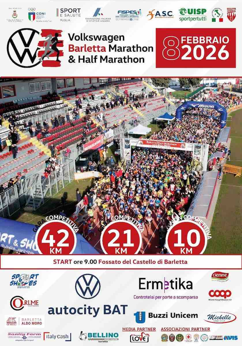 Volkswagen Barletta Marathon: l’8 febbraio la seconda edizione
