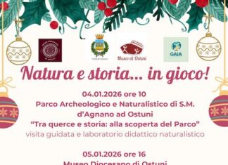 “Natura e storia… in gioco” il 4 e il 5 gennaio a Ostuni