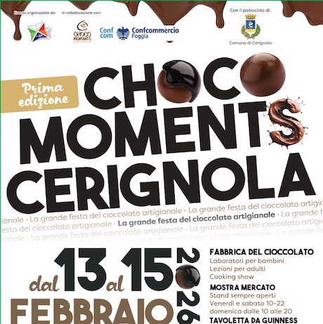 Festa del Cioccolato/Chocomoments Cerignola, dal 13 al 15 febbraio la prima edizione