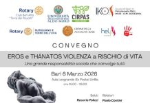 “Eros e Thánatos. Violenza a rischio di vita”, il convegno a Bari