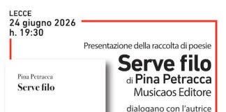 Lecce, domani la presentazione di «Serve filo» di Pina Petracca