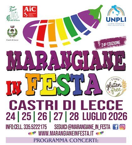 “Marangiane in Festa”, dal 24 al 28 luglio 2026 a Castri di Lecce