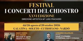 I Concerti del Chiostro: il 24 settembre appuntamento a Cutrofiano