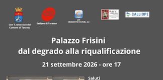 “Palazzo Frisini: dal degrado alla riqualificazione” il 21 settembre a Taranto