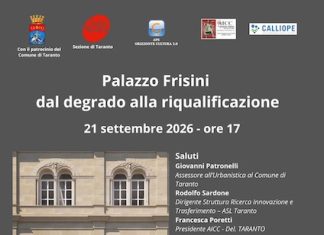 “Palazzo Frisini: dal degrado alla riqualificazione” il 21 settembre a Taranto