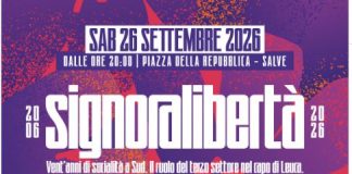 “Signora Libertà”, il 26 settembre 2026 a Salve