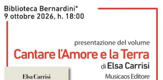 “Cantare l’Amore e la Terra” di Elsa Carrisi: la presentazione a Lecce