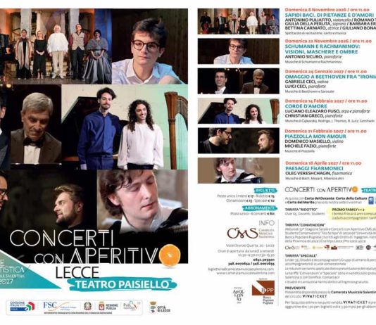 Tornano i Concerti con Aperitivo al Teatro Paisiello di Lecce