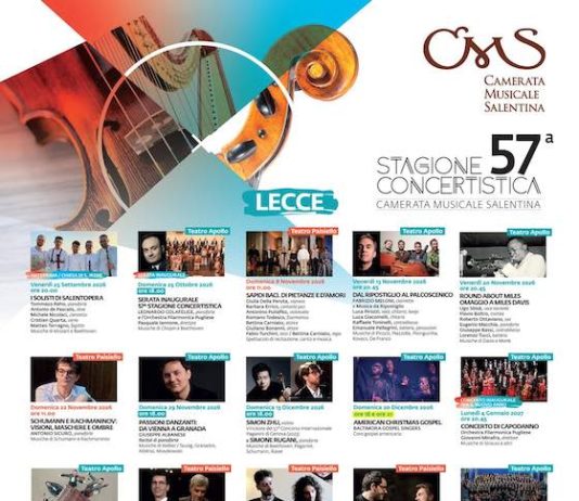 Lecce, Leonardo Colafelice inaugura la 57esima Stagione della Camerata Musicale Salentina